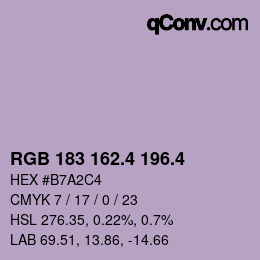 カラーコード: RGB 183 162.4 196.4 | qconv.com