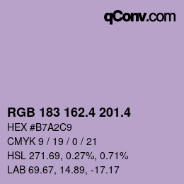 カラーコード: RGB 183 162.4 201.4 | qconv.com