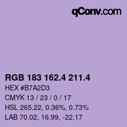 カラーコード: RGB 183 162.4 211.4 | qconv.com