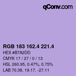 カラーコード: RGB 183 162.4 221.4 | qconv.com