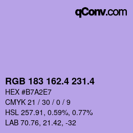 カラーコード: RGB 183 162.4 231.4 | qconv.com