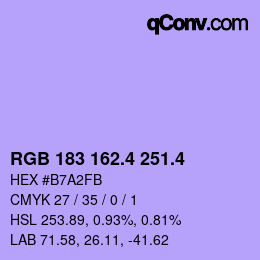 カラーコード: RGB 183 162.4 251.4 | qconv.com