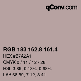 カラーコード: RGB 183 162.8 161.4 | qconv.com