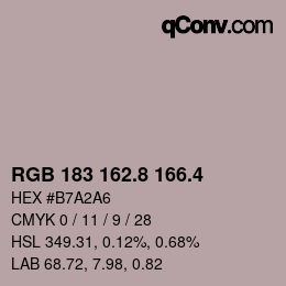 カラーコード: RGB 183 162.8 166.4 | qconv.com