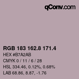 カラーコード: RGB 183 162.8 171.4 | qconv.com
