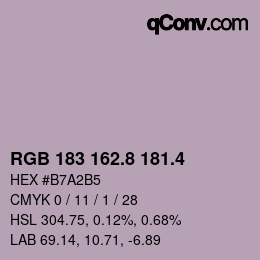 カラーコード: RGB 183 162.8 181.4 | qconv.com