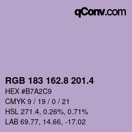 カラーコード: RGB 183 162.8 201.4 | qconv.com