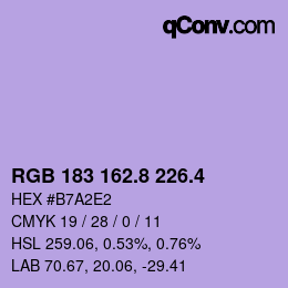 カラーコード: RGB 183 162.8 226.4 | qconv.com