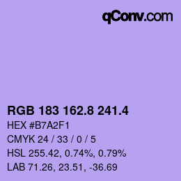 カラーコード: RGB 183 162.8 241.4 | qconv.com