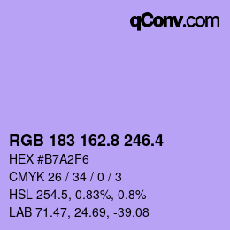 カラーコード: RGB 183 162.8 246.4 | qconv.com