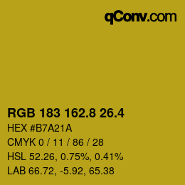 カラーコード: RGB 183 162.8 26.4 | qconv.com