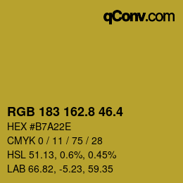 カラーコード: RGB 183 162.8 46.4 | qconv.com