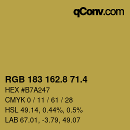 カラーコード: RGB 183 162.8 71.4 | qconv.com