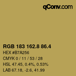 カラーコード: RGB 183 162.8 86.4 | qconv.com