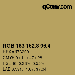 カラーコード: RGB 183 162.8 96.4 | qconv.com