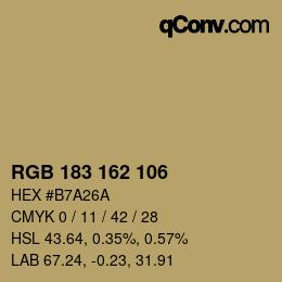 Color code: RGB 183 162 106 | qconv.com