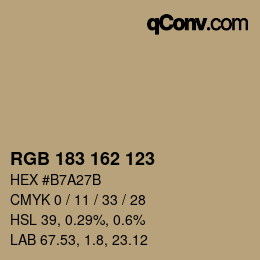 Código de color: RGB 183 162 123 | qconv.com