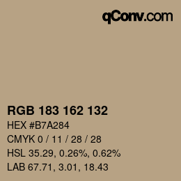 カラーコード: RGB 183 162 132 | qconv.com