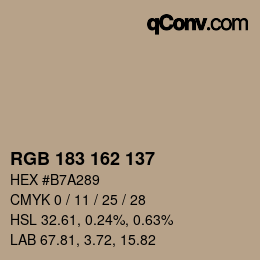 Color code: RGB 183 162 137 | qconv.com