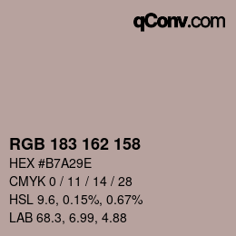 Color code: RGB 183 162 158 | qconv.com