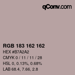 Color code: RGB 183 162 162 | qconv.com