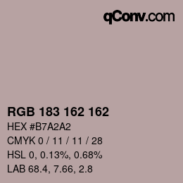 カラーコード: RGB 183 162 162 | qconv.com