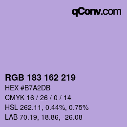 Color code: RGB 183 162 219 | qconv.com