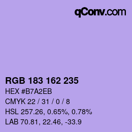 Color code: RGB 183 162 235 | qconv.com