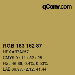 カラーコード: RGB 183 162 87 | qconv.com