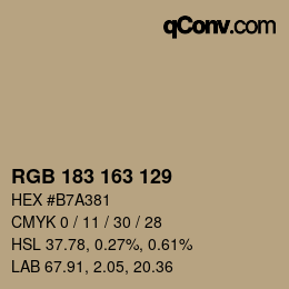 カラーコード: RGB 183 163 129 | qconv.com
