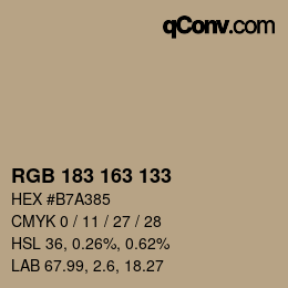 Farbcode: RGB 183 163 133 | qconv.com