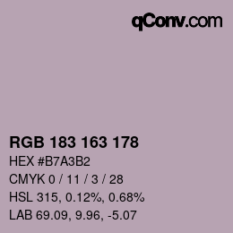 Color code: RGB 183 163 178 | qconv.com