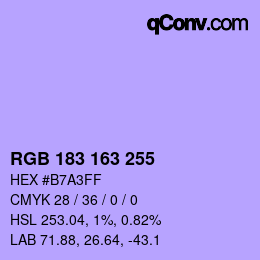 Color code: RGB 183 163 255 | qconv.com