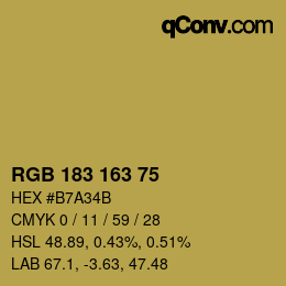 Color code: RGB 183 163 75 | qconv.com