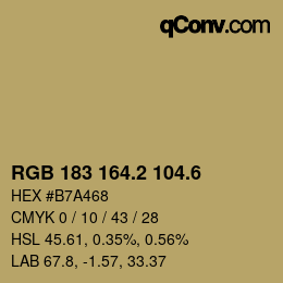 カラーコード: RGB 183 164.2 104.6 | qconv.com