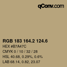 カラーコード: RGB 183 164.2 124.6 | qconv.com