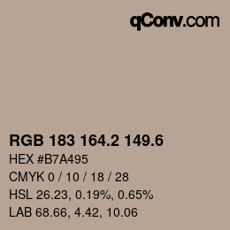 カラーコード: RGB 183 164.2 149.6 | qconv.com