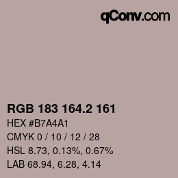 カラーコード: RGB 183 164.2 161 | qconv.com