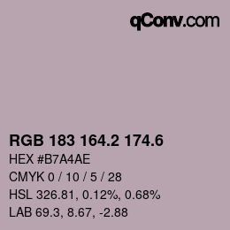 カラーコード: RGB 183 164.2 174.6 | qconv.com