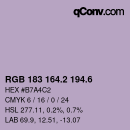 カラーコード: RGB 183 164.2 194.6 | qconv.com