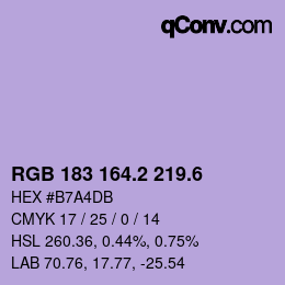 カラーコード: RGB 183 164.2 219.6 | qconv.com