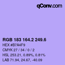 カラーコード: RGB 183 164.2 249.6 | qconv.com