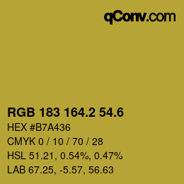 カラーコード: RGB 183 164.2 54.6 | qconv.com