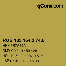 カラーコード: RGB 183 164.2 74.6 | qconv.com