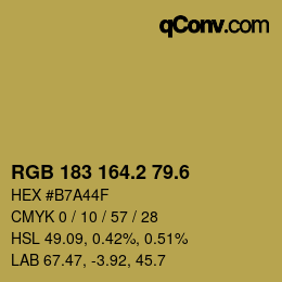 カラーコード: RGB 183 164.2 79.6 | qconv.com