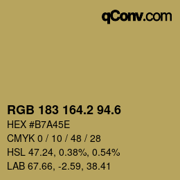 カラーコード: RGB 183 164.2 94.6 | qconv.com