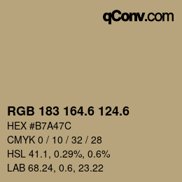カラーコード: RGB 183 164.6 124.6 | qconv.com