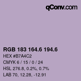 カラーコード: RGB 183 164.6 194.6 | qconv.com