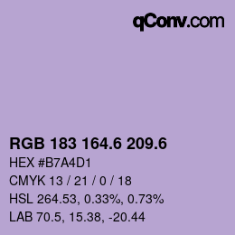 カラーコード: RGB 183 164.6 209.6 | qconv.com