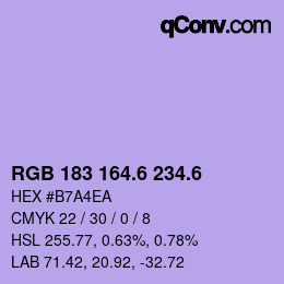 カラーコード: RGB 183 164.6 234.6 | qconv.com